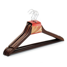 Lipu Mahogany Color Solid Mens Wooden Suit Hangers with Bar